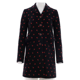 Gucci Women's Button Up Coat Embroidered Wool