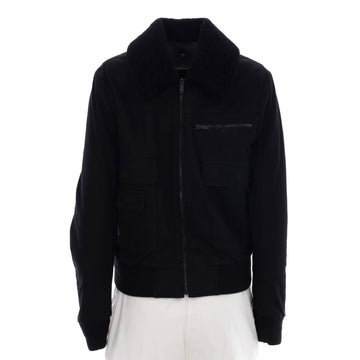 Saint Laurent Women's Zip Up Bomber Jacket Cotton and Shearling