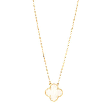 Van Cleef & Arpels Vintage Alhambra Pendant Necklace 18K Yellow Gold and Mother of Pearl