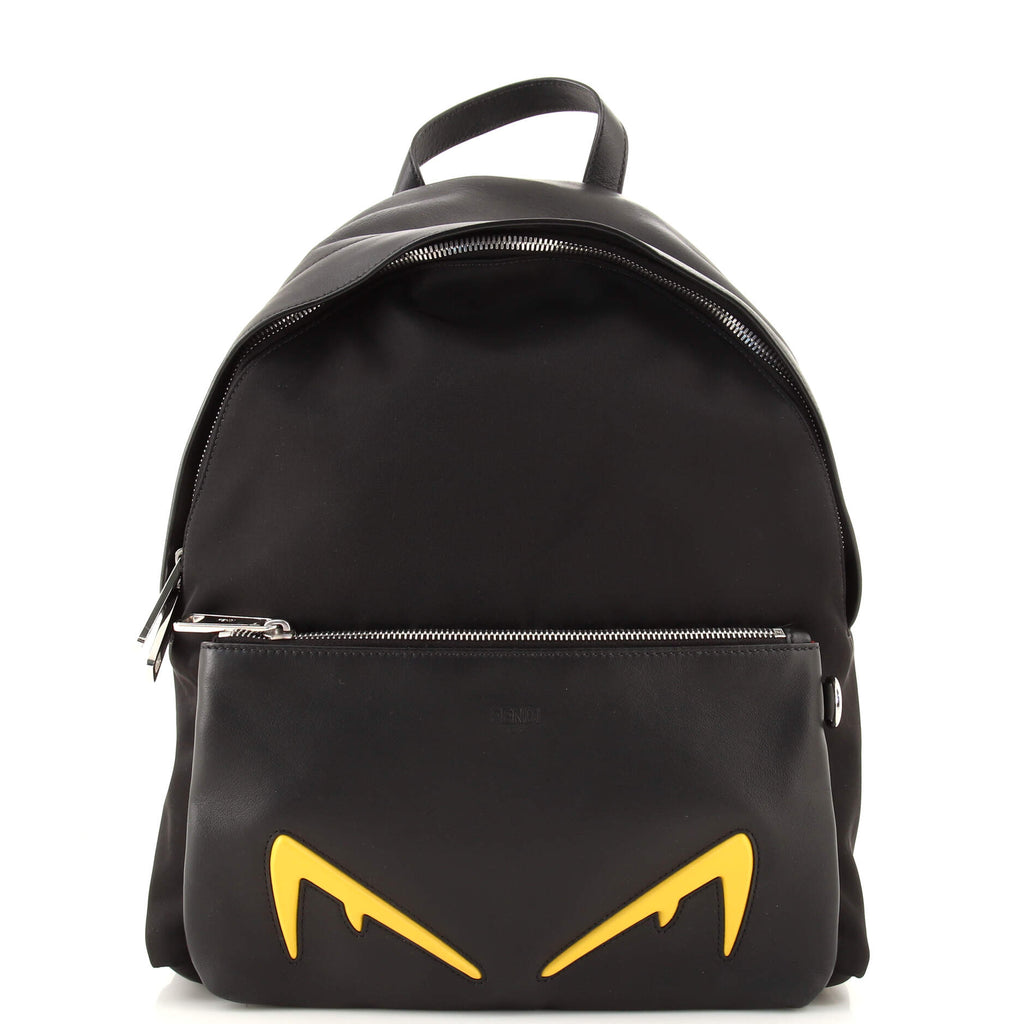 Fendi Monster Backpack Nylon with Leather Large Black 16646329