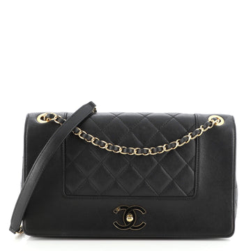 Chanel Mademoiselle Vintage Flap Bag Quilted Sheepskin Large