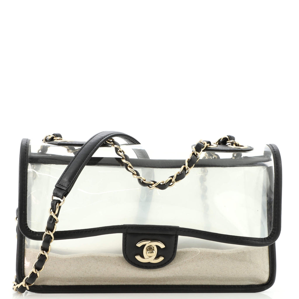 Chanel Sand By The Sea Flap Bag PVC with Lambskin Medium Black 1664639