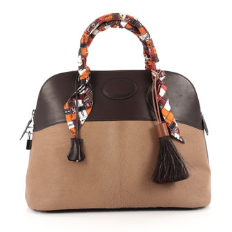 Hermes Bolide Handbag Troika and Leather 35 Brown