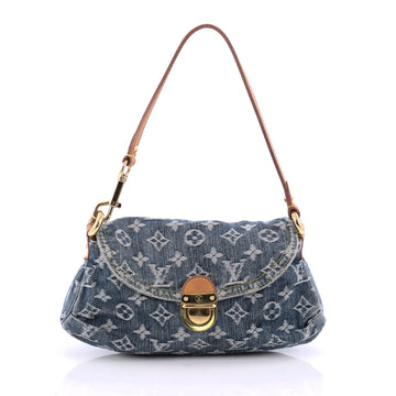 Louis Vuitton Pleaty Handbag Denim Mini blue