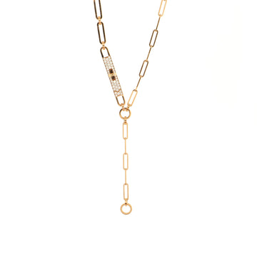 Hermes Kelly Chaine Lariat Necklace 18K Rose Gold and Pave Diamonds Small
