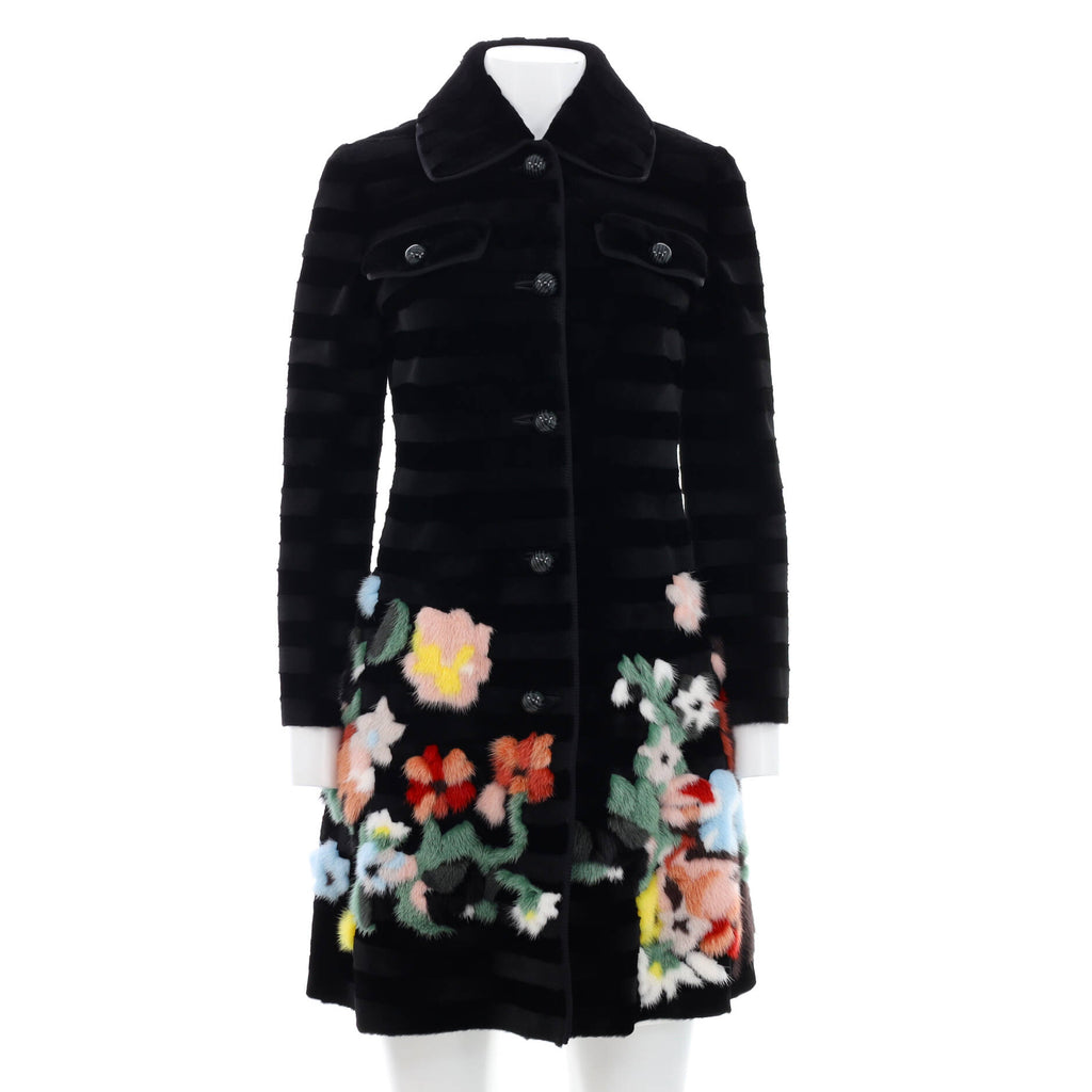 Fendi Women's Floral Intarsia Button Down Coat Mink 166535