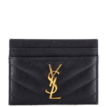 Saint Laurent Classic Monogram Card Holder Matelasse Chevron Leather