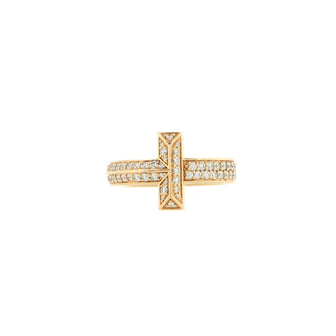 Tiffany & Co. T1 Ring 18K Yellow Gold with Pave Diamonds Wide