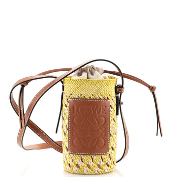 Loewe Cylinder Pocket Crossbody Bag Woven Raffia with Leather