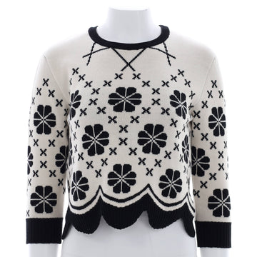 Christian Dior Women's Scalloped Cropped Sweater Wool Blend