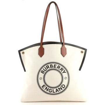 Burberry Logo Society Tote Printed Canvas Large
