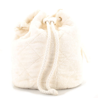 Hermes Drawstring Shoulder Bag Embroidered Terry Cloth