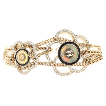 Chanel CC Crystal Camellia Chain Bracelet Earrings Metal with Enamel and Crystals