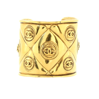 Chanel CC Cuff Bracelet Quilted Metal Wide