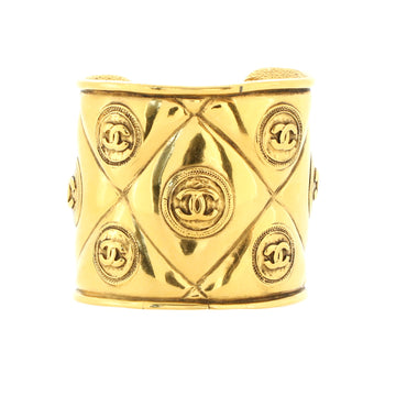 Chanel CC Cuff Bracelet Quilted Metal Wide