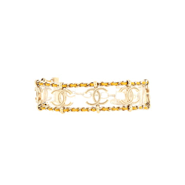 Chanel CC Double Chain Bracelet Metal and Leather