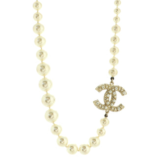 Chanel CC 100th Anniversary Short Necklace Metal with Faux Pearls and Crystals