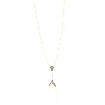 Chanel CC Clear Resin Teardrop Pendant Necklace Resin and Metal with Crystals