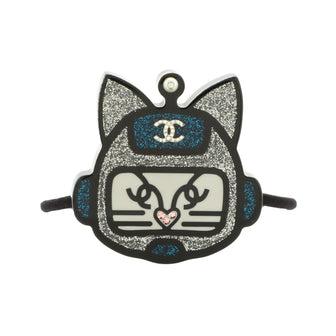 Chanel Cat Robot Hair Tie Glitter Resin and Fabric