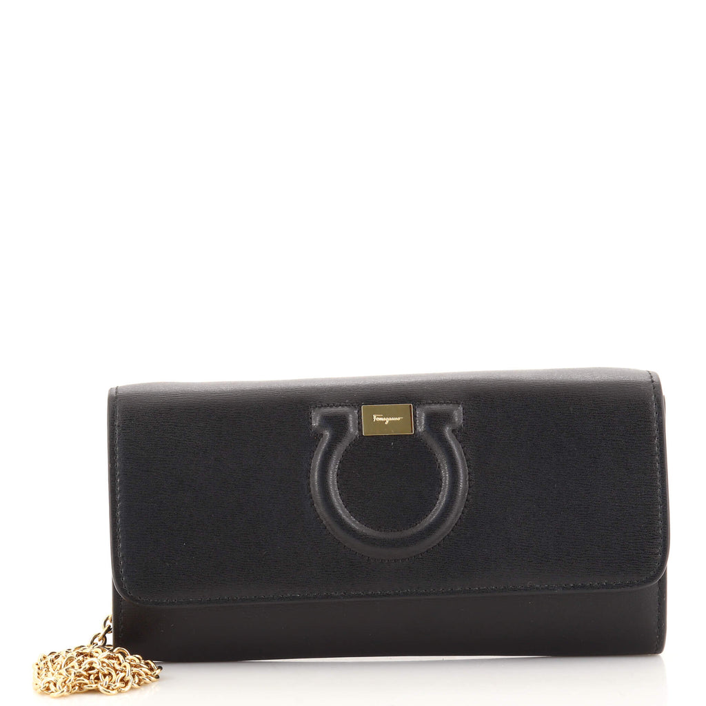 Salvatore Ferragamo Gancini Wallet on Chain Leather 166648