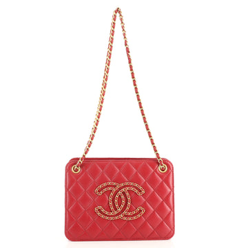 Chanel Woven Chain CC Accordion Tote Quilted Calfskin Small