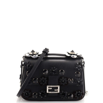 Fendi Flowerland Double Baguette Crossbody Bag Embellished Leather Micro