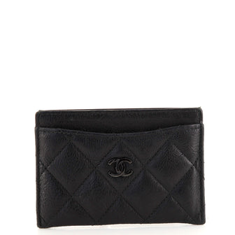 Chanel So Black Classic Card Holder Quilted Crumpled Calfskin