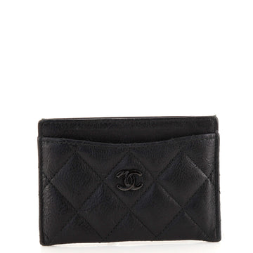 Chanel So Black Classic Card Holder Quilted Crumpled Calfskin