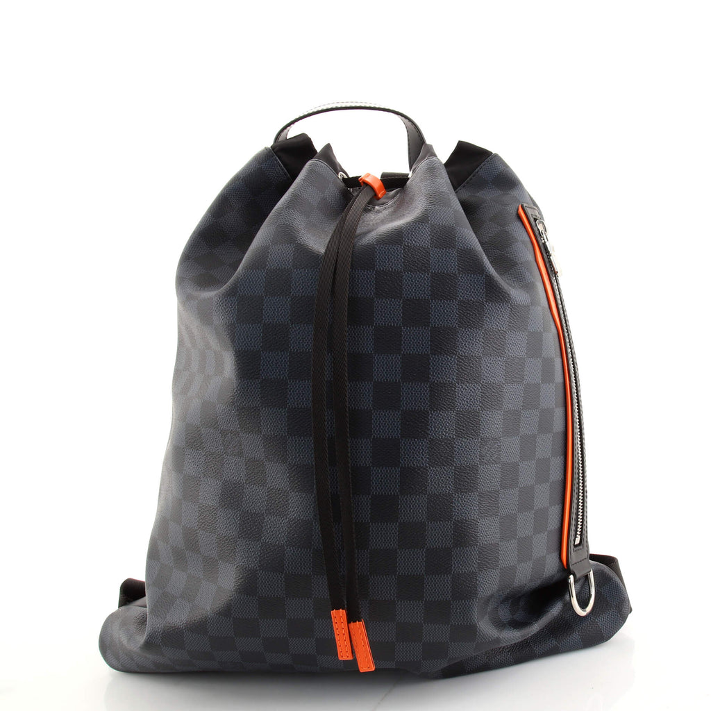 louis vuitton cinch backpack Louis Vuitton Drawstring Backpack Limited Edition Damier Cobalt Race Blue 1667331