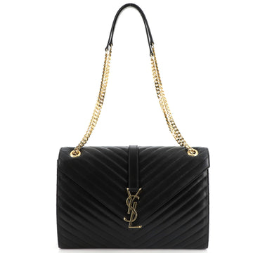 Saint Laurent Classic Monogram Envelope Satchel Matelasse Chevron Leather Large