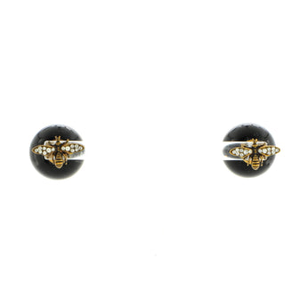 Christian Dior Tribales Bee Stud Earrings Faux Pearl with Crystal Embellished Metal