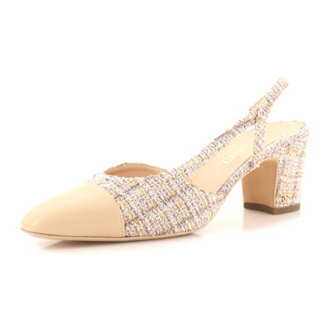 Chanel Women's Cap Toe CC Slingback Pumps Tweed