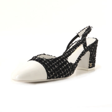 Chanel Women's Cap Toe CC Slingback Pumps Tweed