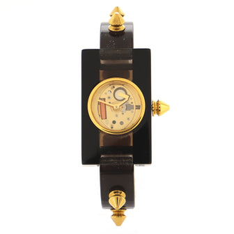 Gucci Skeleton Stud Rectangular Frame Quartz Watch Plexiglass with PVD Stainless Steel 24