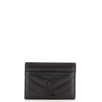 Saint Laurent Classic Monogram Card Holder Matelasse Chevron Leather