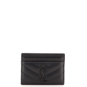 Saint Laurent Classic Monogram Card Holder Matelasse Chevron Leather