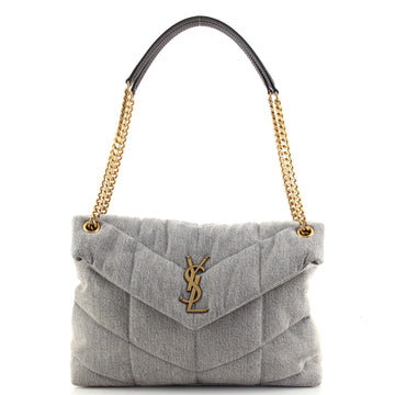 Saint Laurent LouLou Puffer Shoulder Bag Quilted Vintage Denim Medium