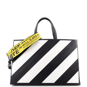 Off White Box Tote Striped Leather Medium