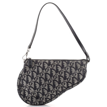 Christian Dior Vintage Saddle Bag Diorissimo Canvas Mini