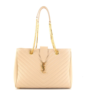 Saint Laurent Classic Monogram Shopper Matelasse Chevron Leather Large