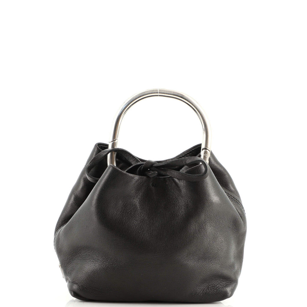 Prada Ring Handle Bag Leather Small Black 1669781