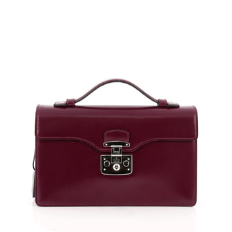Gucci Lady Lock Briefcase Clutch Leather purple