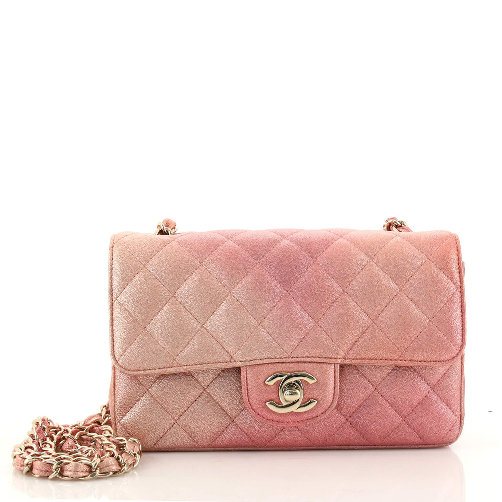 Like New) Chanel Classic Quilted Pink Ombre Metallic Lambskin Mini Si –  KimmieBBags LLC
