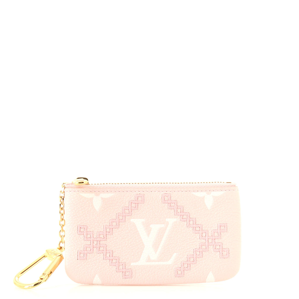 Key pouch cloth clutch bag Louis Vuitton Pink in Cloth - 25251399
