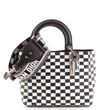 Christian Dior Lady Dior Bag Check Print Leather Medium