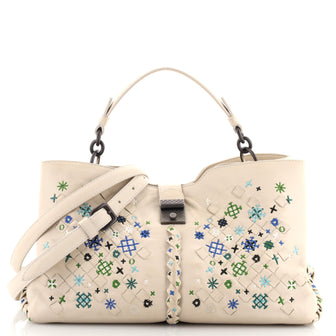 Bottega Veneta Napoli Tote Leather with Intrecciato Detail Small