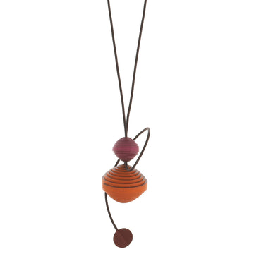 Hermes Spiral Pendant Long Necklace Leather