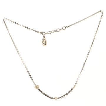 Christian Dior Logo and Heart Pendant Necklace Metal with Crystal