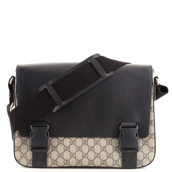 Gucci Flap Messenger Bag GG Coated Canvas with Leather Large