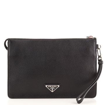 Prada Wristlet Zip Clutch Vitello Daino Medium